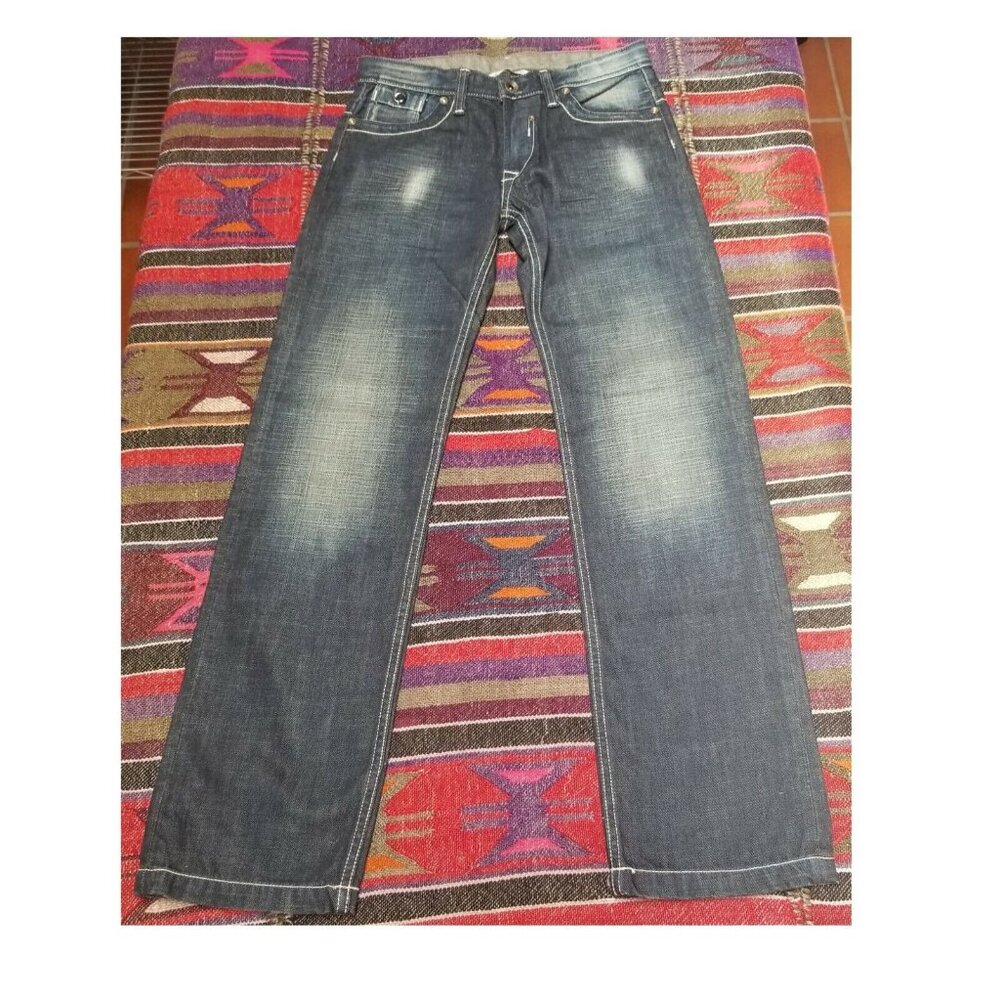 Teddy Smith Men's Low-Rise Distressed Denim Straight Leg Jeans 28.5" Inseam
